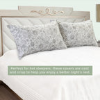 Elegant Comfort Ultra Soft Set Of 2 Floral Print Pillowcases - 1500 Premium Hotel Quality Microfiber, Soft And Smooth Envelope Closure 2-Piece Pillow Covers - King, Paisley Gray