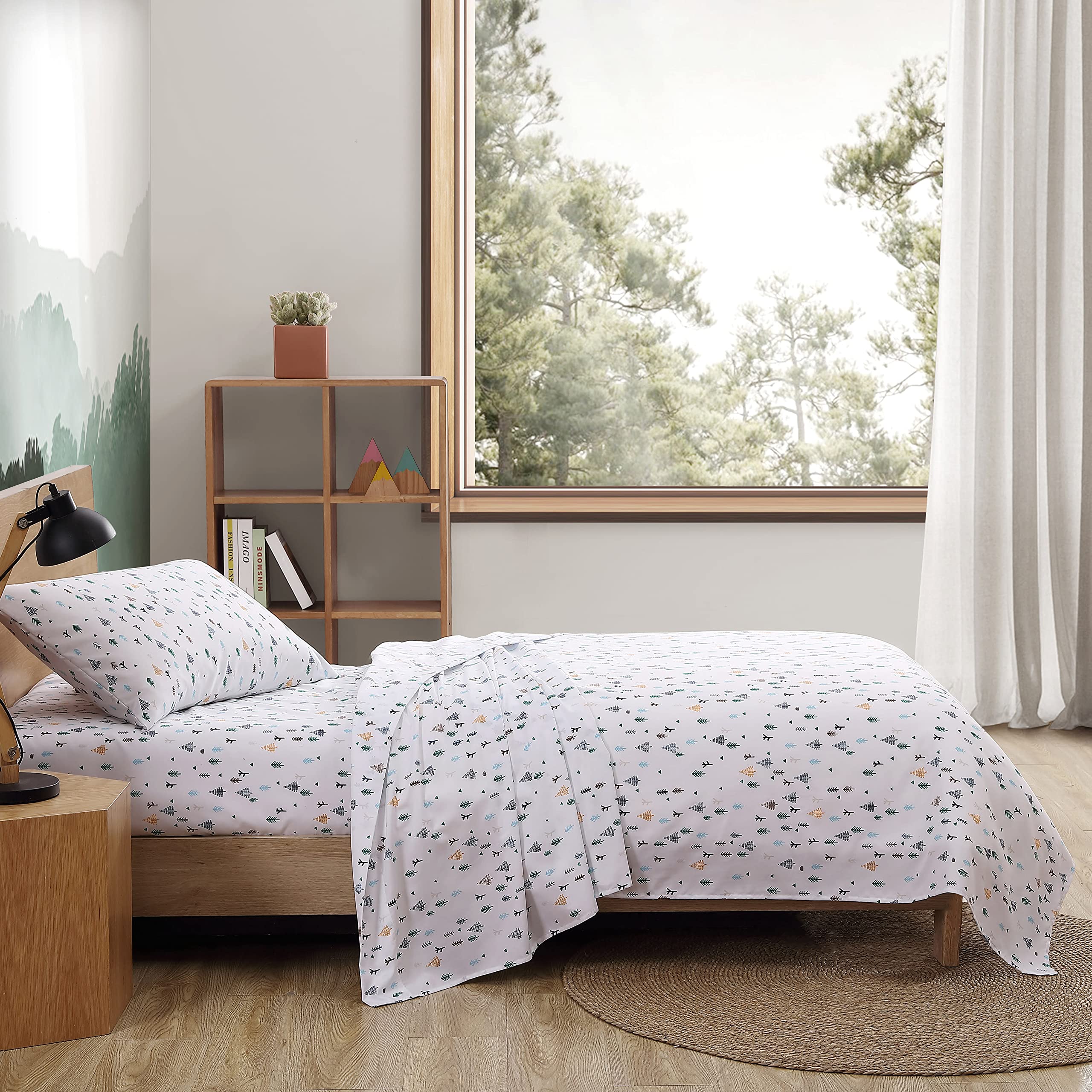 Eddie Bauer Twin Sheets Set - Stain-Resistant Toddler Bedding with Sham, Super Soft in Dreamland Green, Model USHSA01241799