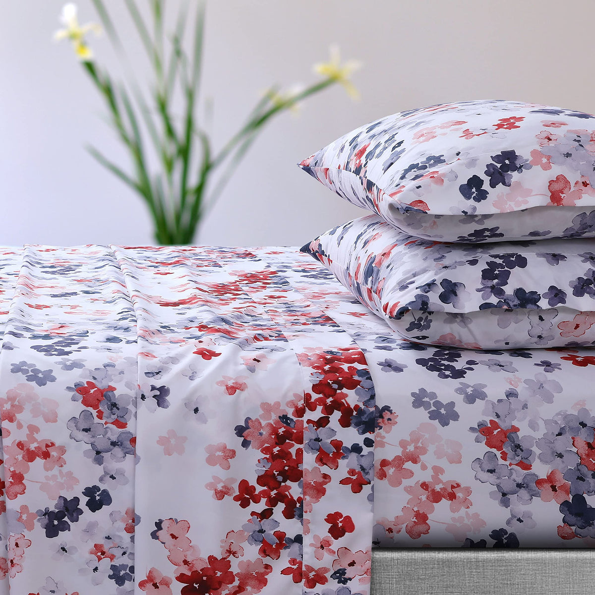 Tribeca Living Azores Home Juliette Printed Deep Pocket Sheet Set Red Queen, Jul110Shequre
