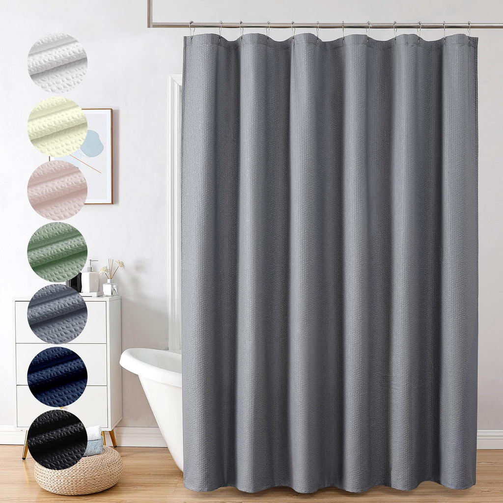 Ovzme Berry Grey Shower Curtain, Embossed Textured Fabric Shower Curtain For Bathroom - Soft Cloth & Hotel Spa Luxury, Water Rep