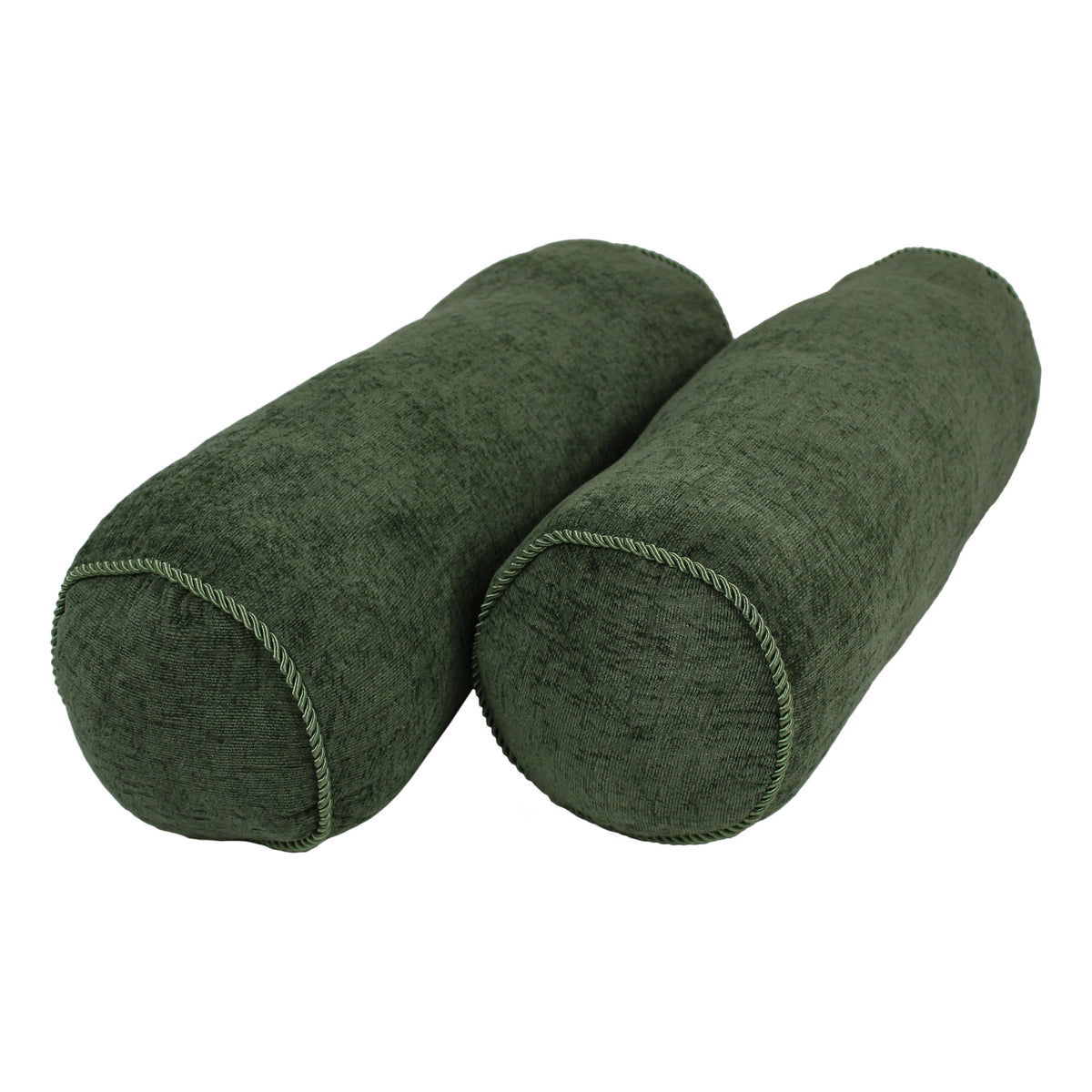 Blazing Needles Rope-Corded Chenille Bolster Pillows (Set of 2), 20&quot; x 8&quot;, Forest Green