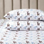 Elegant Comfort Ultra Soft 4-Piece 100% Turkish Cotton Flannel Sheet Set - Holiday Christmas Flannel Sheets, Warm And Cozy Premium Quality, Deep Pocket Fitted Sheet- Full, Brown Deer