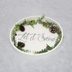 Elegant Designs Decorative 13.75'' Round Wood Serving Tray W/ Handles, ''Let It Snow''