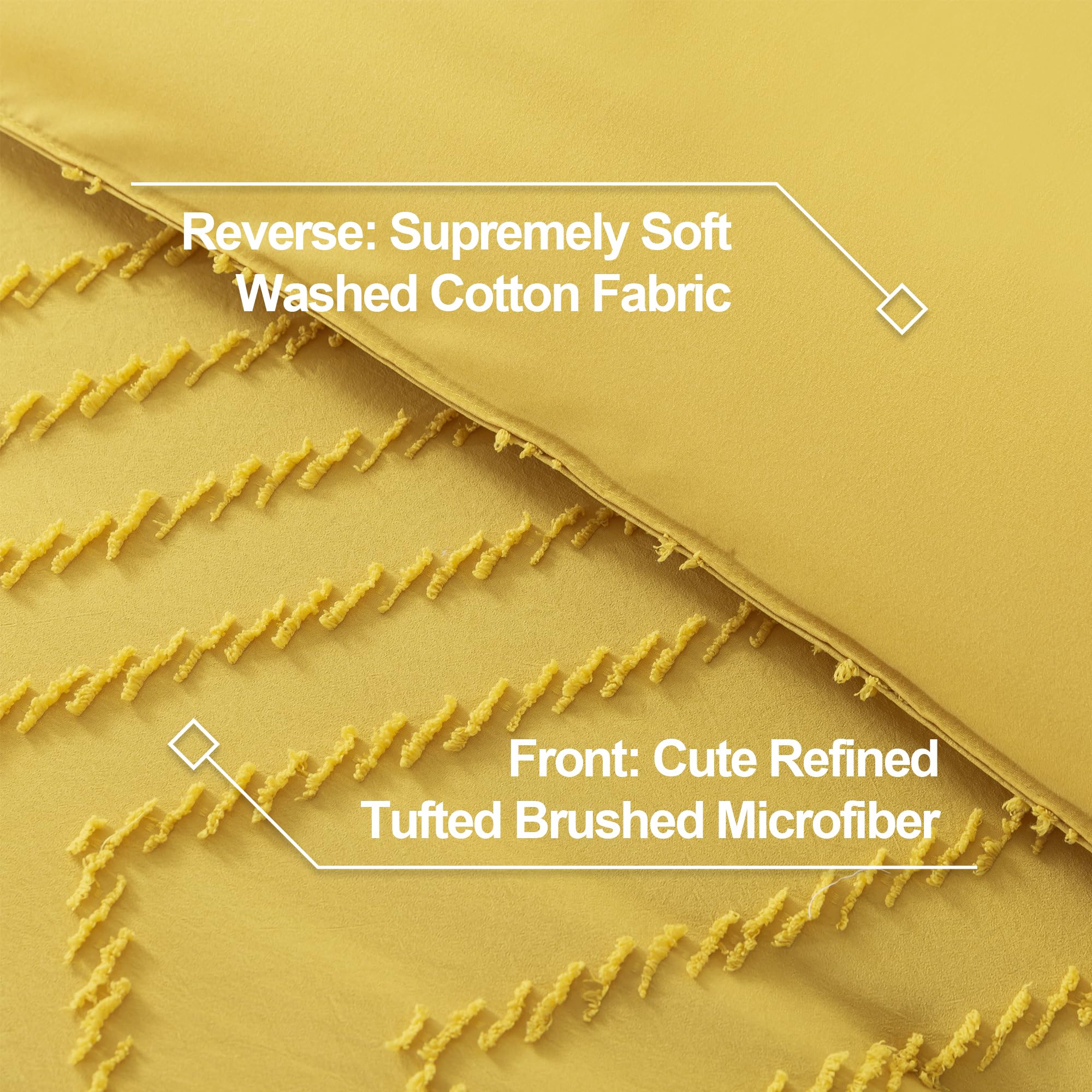 Litanika Mustard Yellow Queen Size Comforter Sets, 3 Pieces Lightweight Chevron Tufted Bedding Comforter Set, Fluffy Down Altern