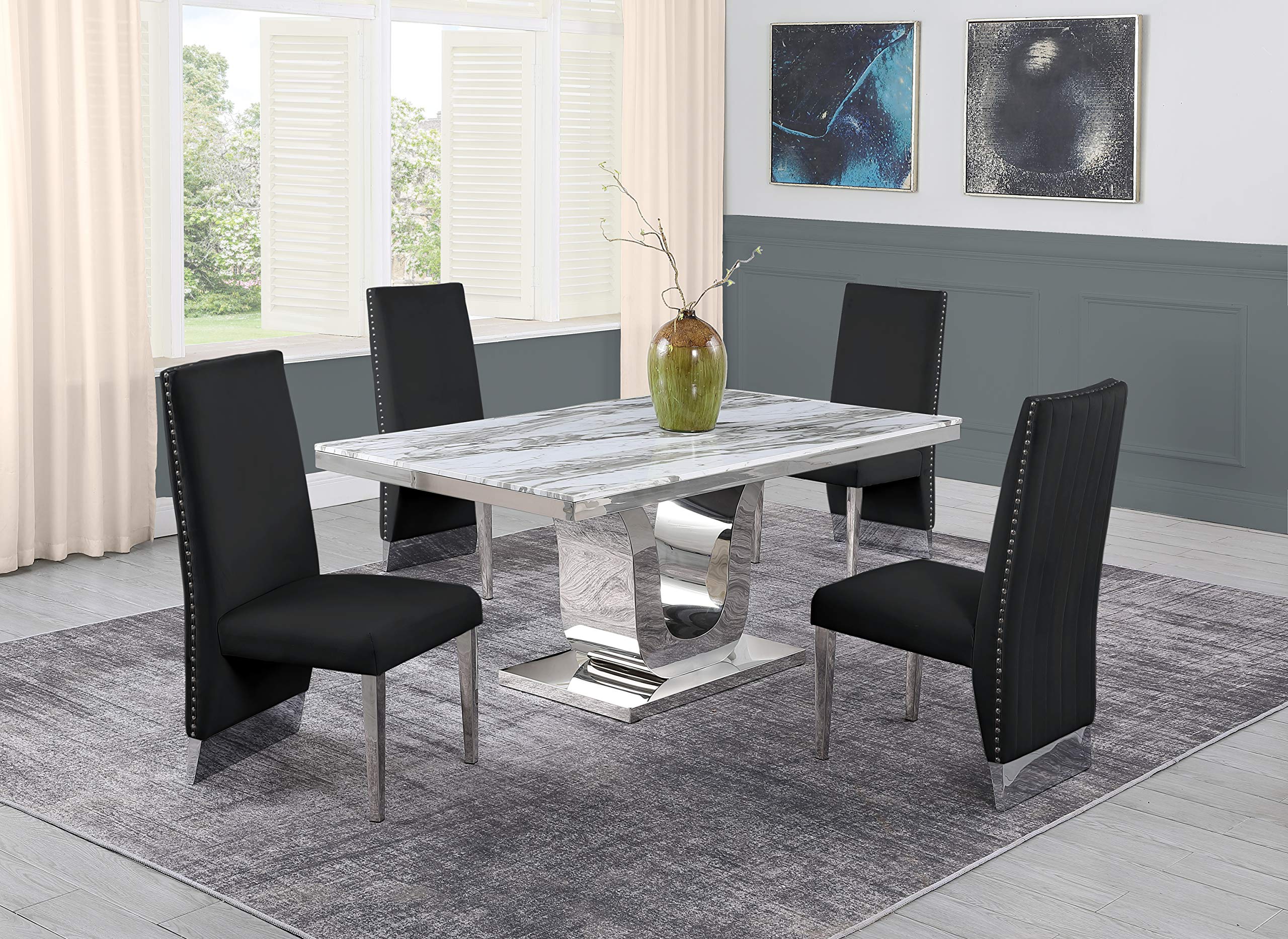 Best Quality Furniture D14-4Sc166 Dining Set, Black