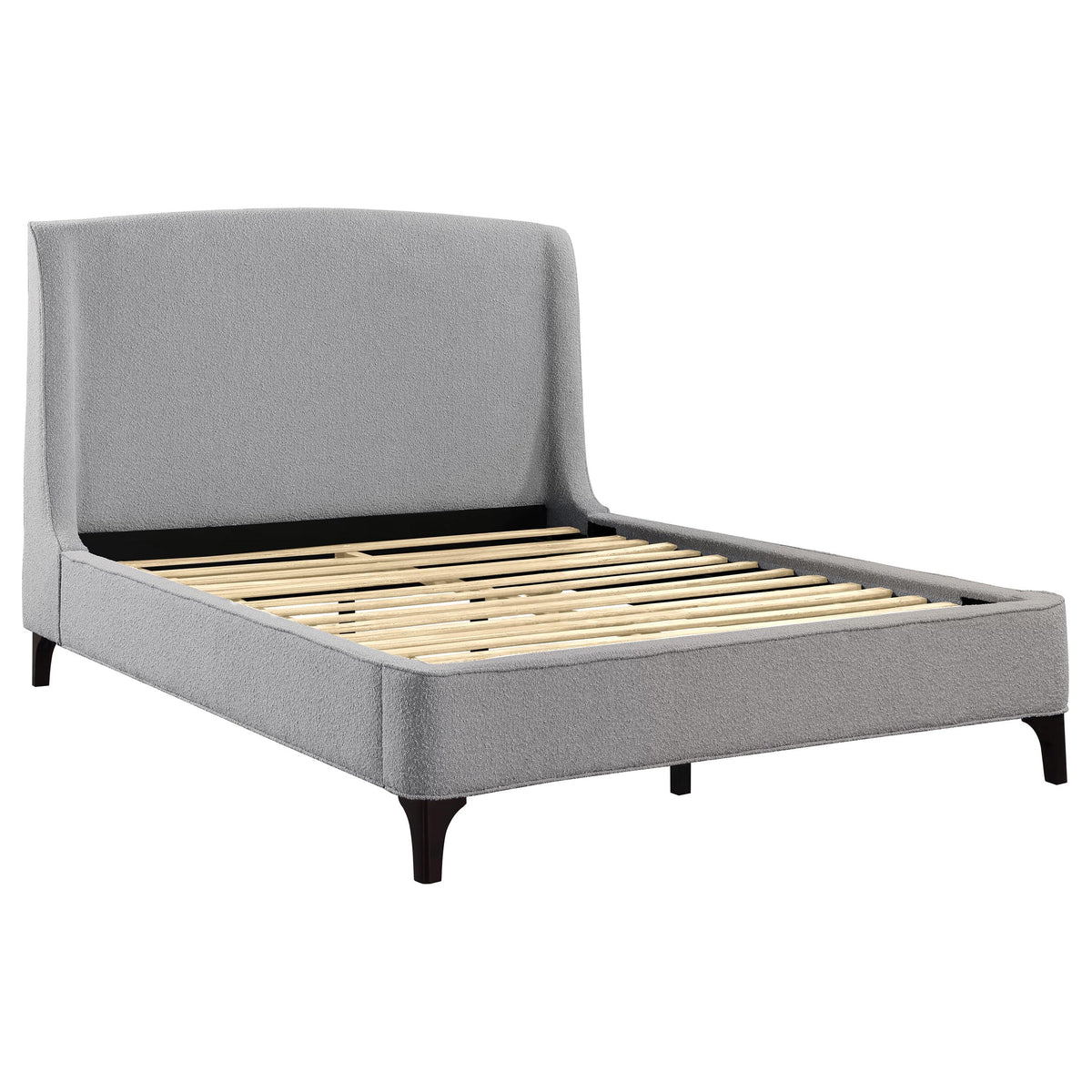 Coaster Home Furnishings Mosby Contemporary Boucle Upholstered Queen Size Wingback Bed Frame Platform Bed 54-Inch Headboard Grey 306021Q