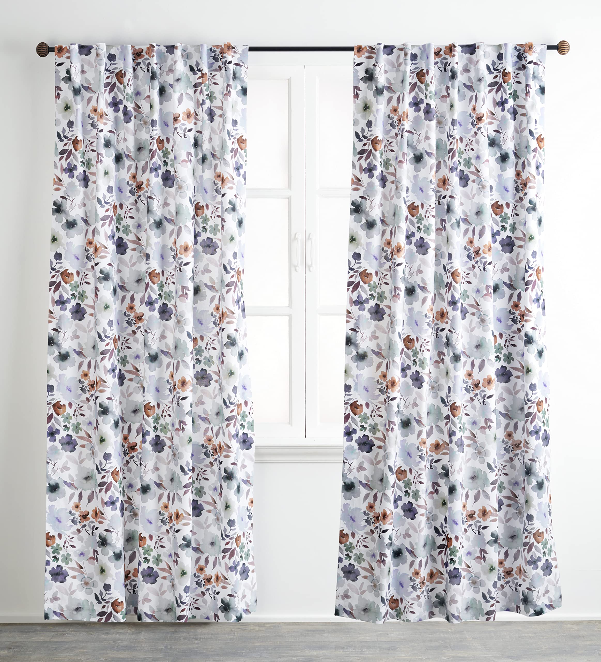 Maison d' Hermine Curtain 100% Cotton 50''x96'' Curtains 2 Panel Easy Hanging with a Rod Pocket & Loop for Kitchen, Bedrooms & O