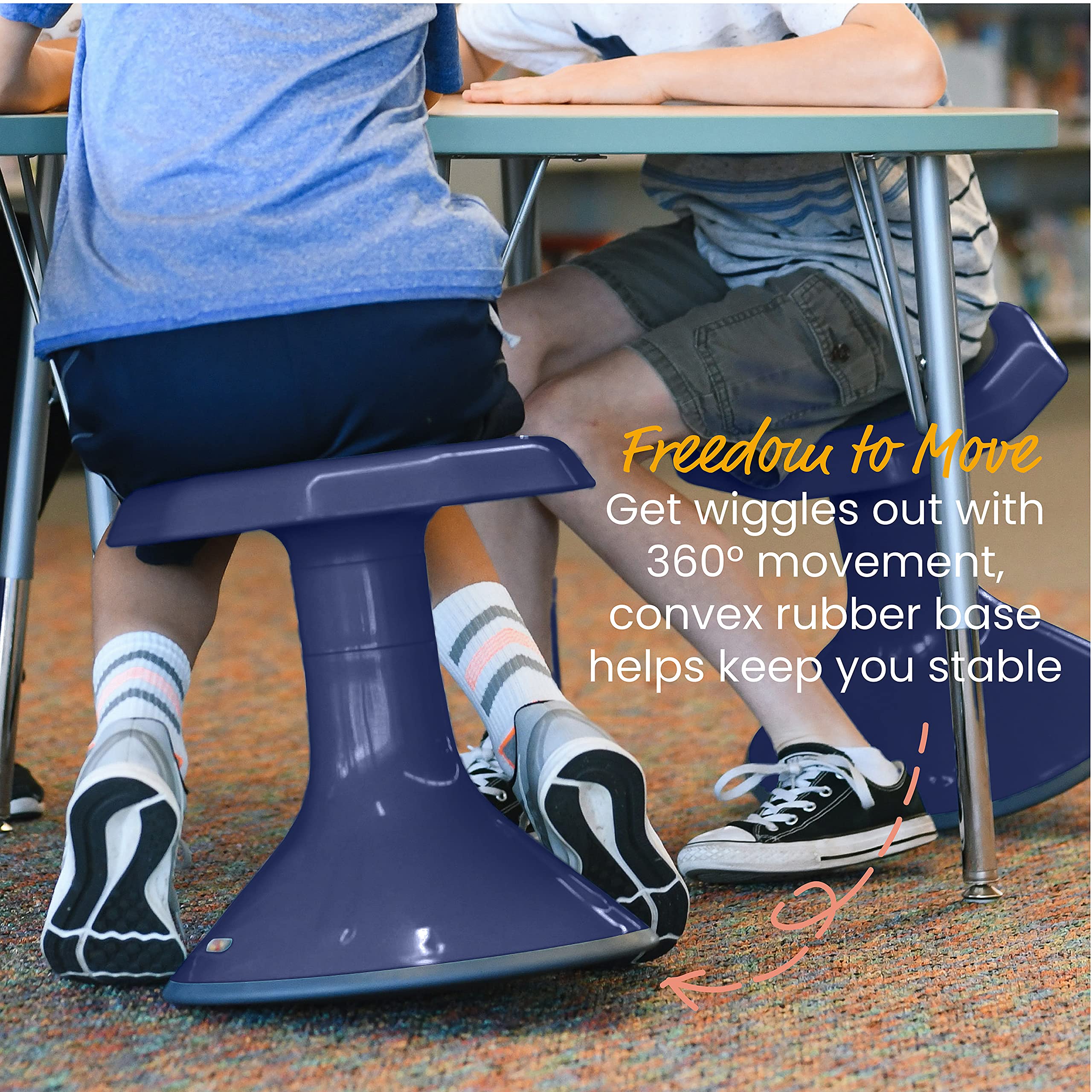 Ecr4Kids Ace Active Core Engagement Wobble Stool, 15-Inch Seat Height, Flexible Seating, Navy