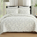 MarCielo 3-Piece 100% Cotton Oversized Bedspread Lightweight Quilt Coverlet Embroidery Farmhouse Bedding Set (Floral, King (106 