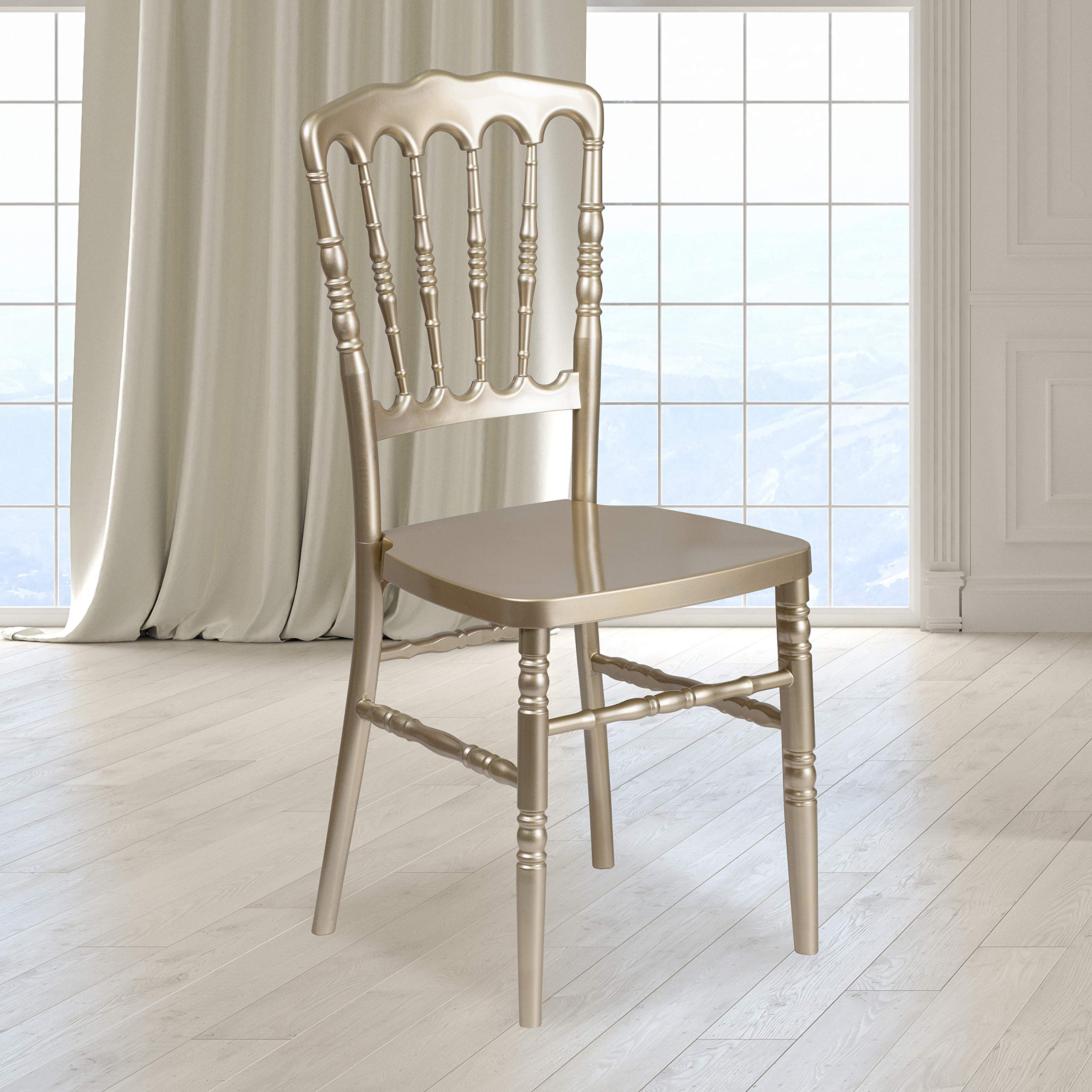 Flash Furniture HERCULES Series Gold Resin Stacking Napoleon Chair