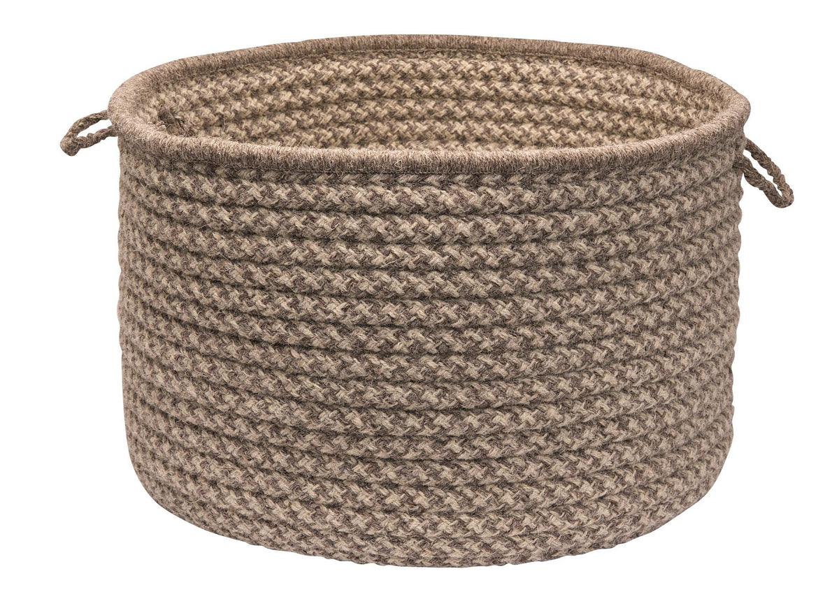 Colonial Mills Natural Wool Houndstooth Braided Basket, 24&quot;X24&quot;X14&quot;, Neutral