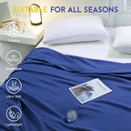 Amyhomie Cooling Blanket Twin Size, 100% Rayon Derived From Bamboo, Cool Summer Blanket For Hot Sleepers Soft Comfy Waffle Light