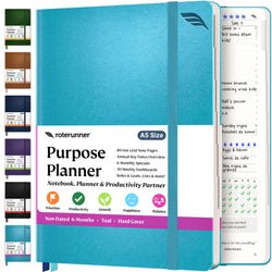 Roterunner Purpose Planner Notebook A5 5.8   X8.3    Undated 2025 Daily Weekly And Monthly Productivity Goal Setting Tool For Wo