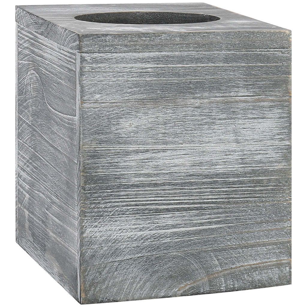 Mygift Graywashed Wood Decorative Tissue Box Holder Cover, Bathroom Facial Tissue Box Cover With Easy Refill Slide-Out Bottom Pa