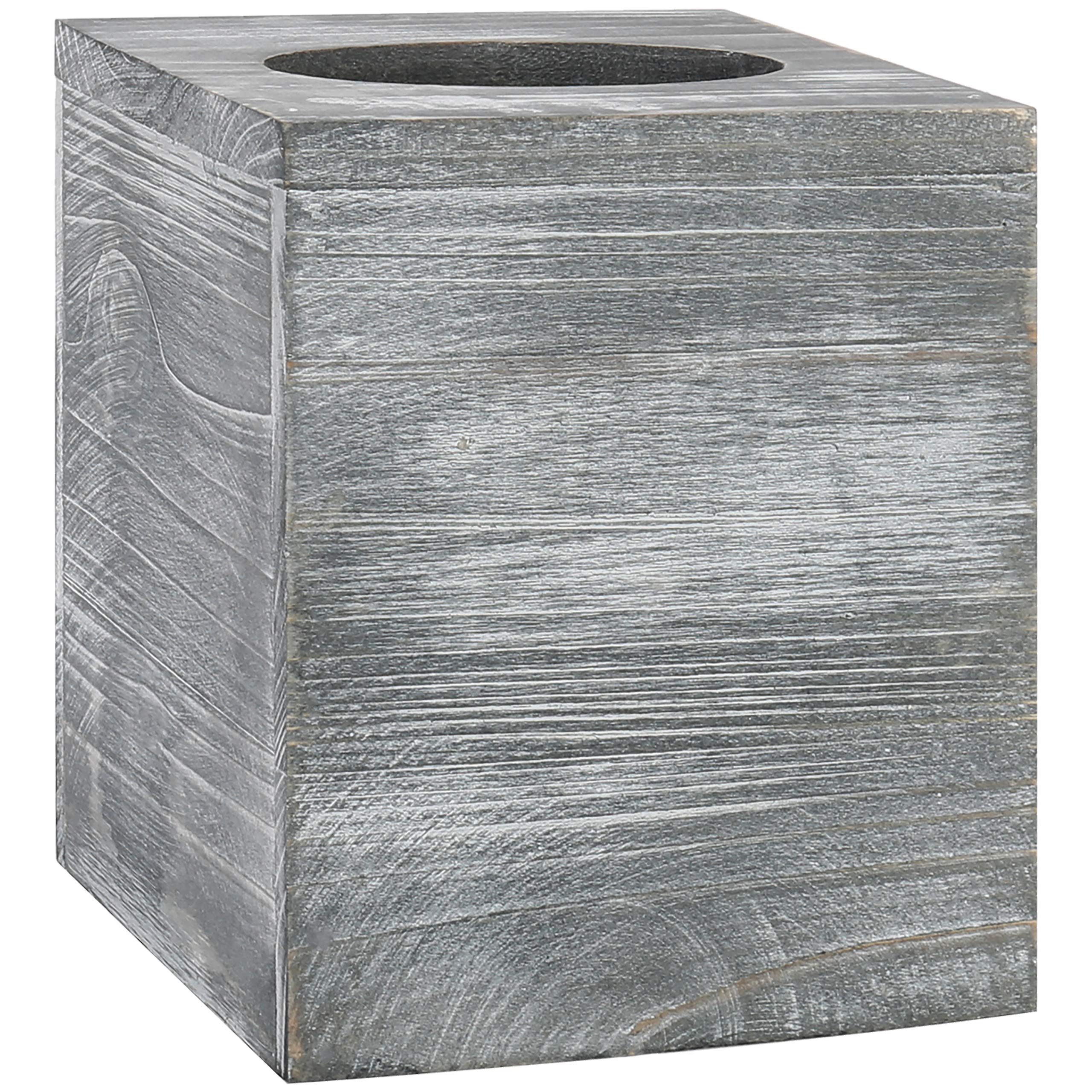 Mygift Graywashed Wood Decorative Tissue Box Holder Cover, Bathroom Facial Tissue Box Cover With Easy Refill Slide-Out Bottom Pa