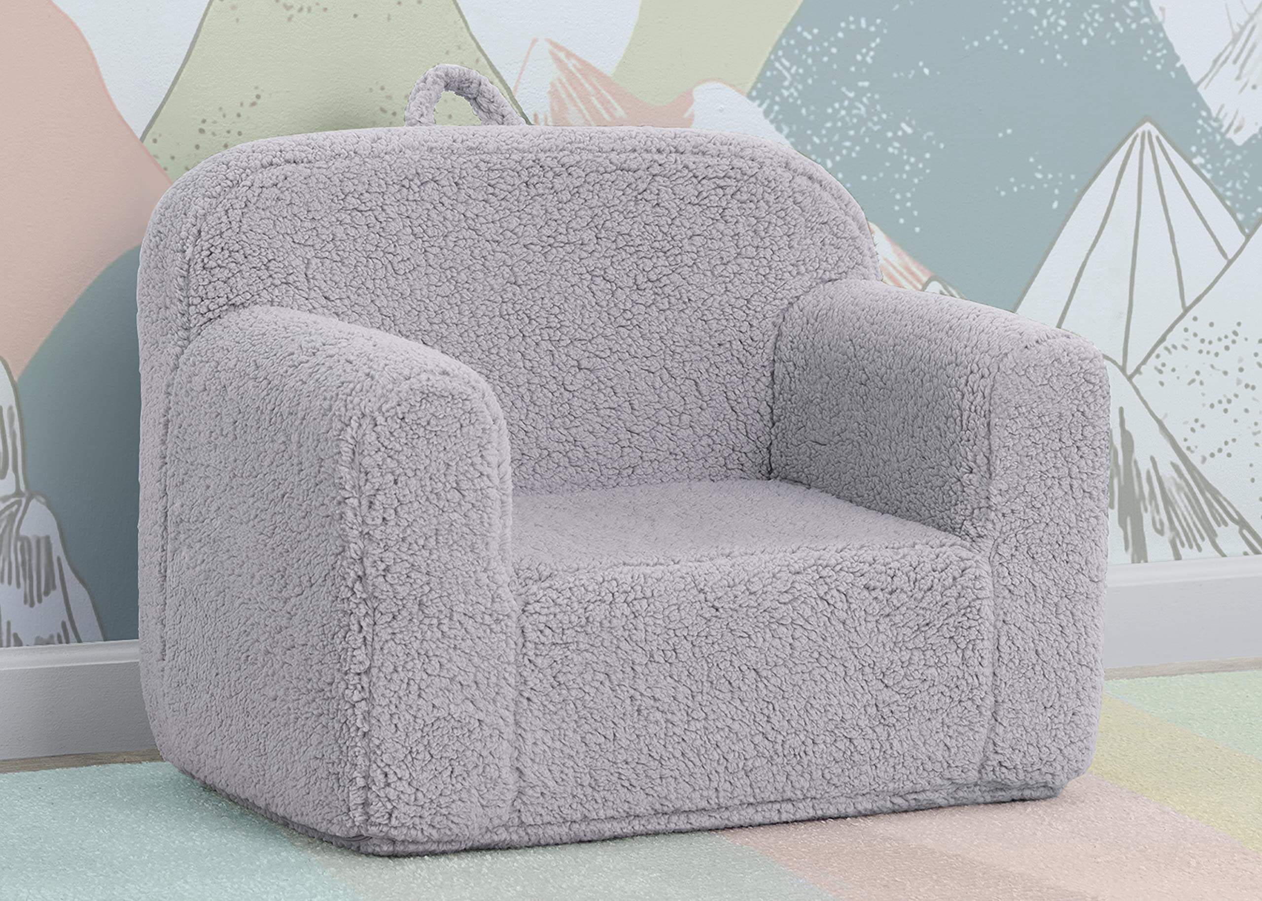 Delta Children Cozee Sherpa Chair, Reading, Arm Rest|Cushion Availability, Grey