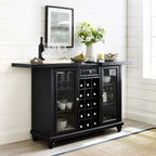 Crosley Furniture Cambridge Sliding Top Bar Cabinet with Storage Shelves, Drawer, and Wine Rack, Black