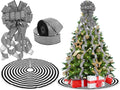 Christmas Tree Decoration Set Include Christmas Tree Topper Bow, Decorative Strips Ribbon, Christmas Tree Skirt with Annual Ring