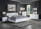 Acme Gaines Metal Legs Eastern King Bed in White High Gloss