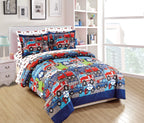 Fancy Linen Boys Comforter Set Police Car Fire Truck Ambulance Heroes Blue Red Green Grey White New # Heroes (Queen Comforter)