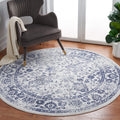 SAFAVIEH Adirondack Collection 6 Round Ivory/Navy ADR109M Oriental Distressed Non-Shedding Entryway Foyer Living Room Bedroom K