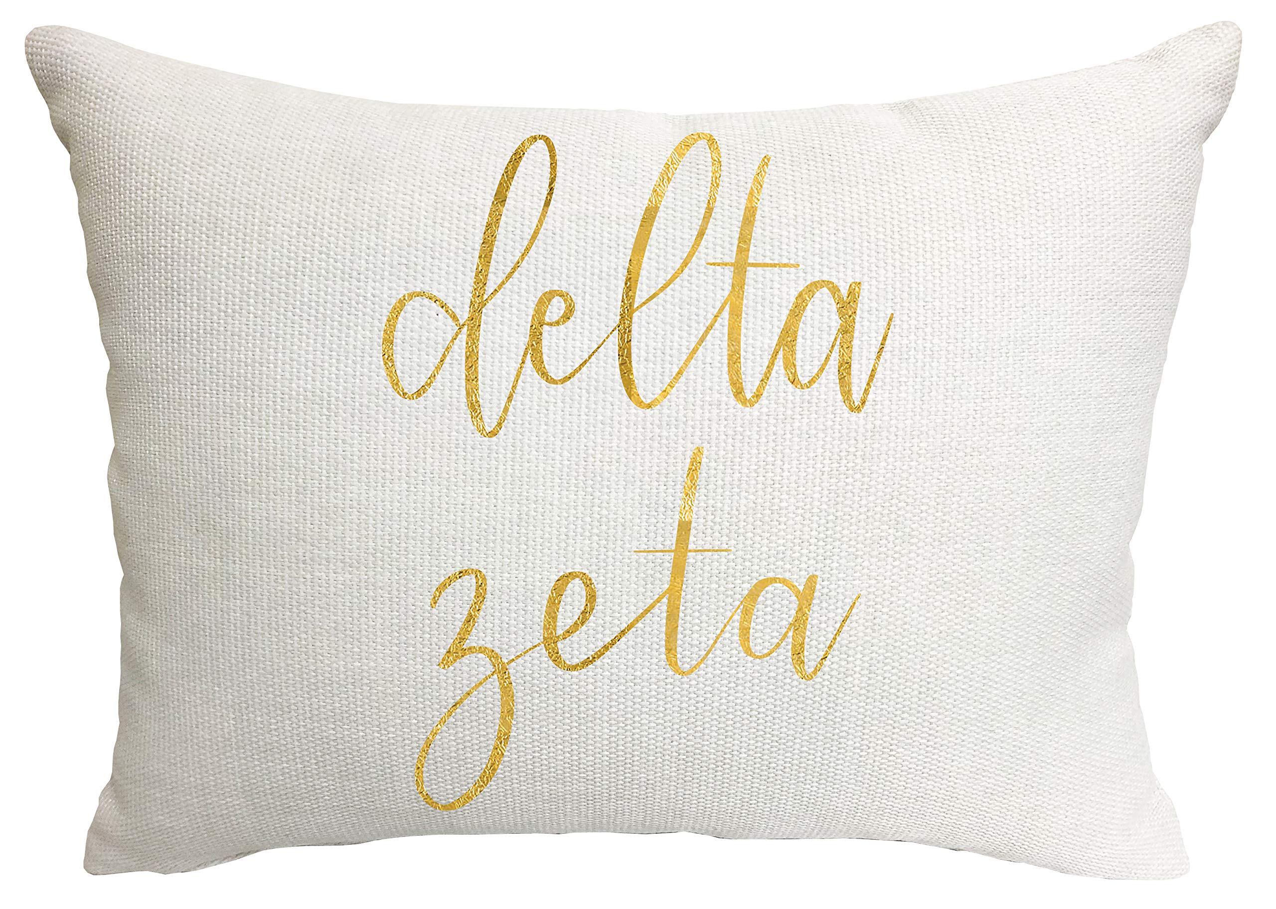 Sorority Shop Delta Zeta Pillow - Gold Script Design, 12' X 16' Lumbar Pillow Sorority
