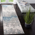 SAFAVIEH Brentwood Collection 2 x 20 Light Grey/Blue BNT822F Modern Abstract Non-Shedding Living Room Bedroom Runner Rug