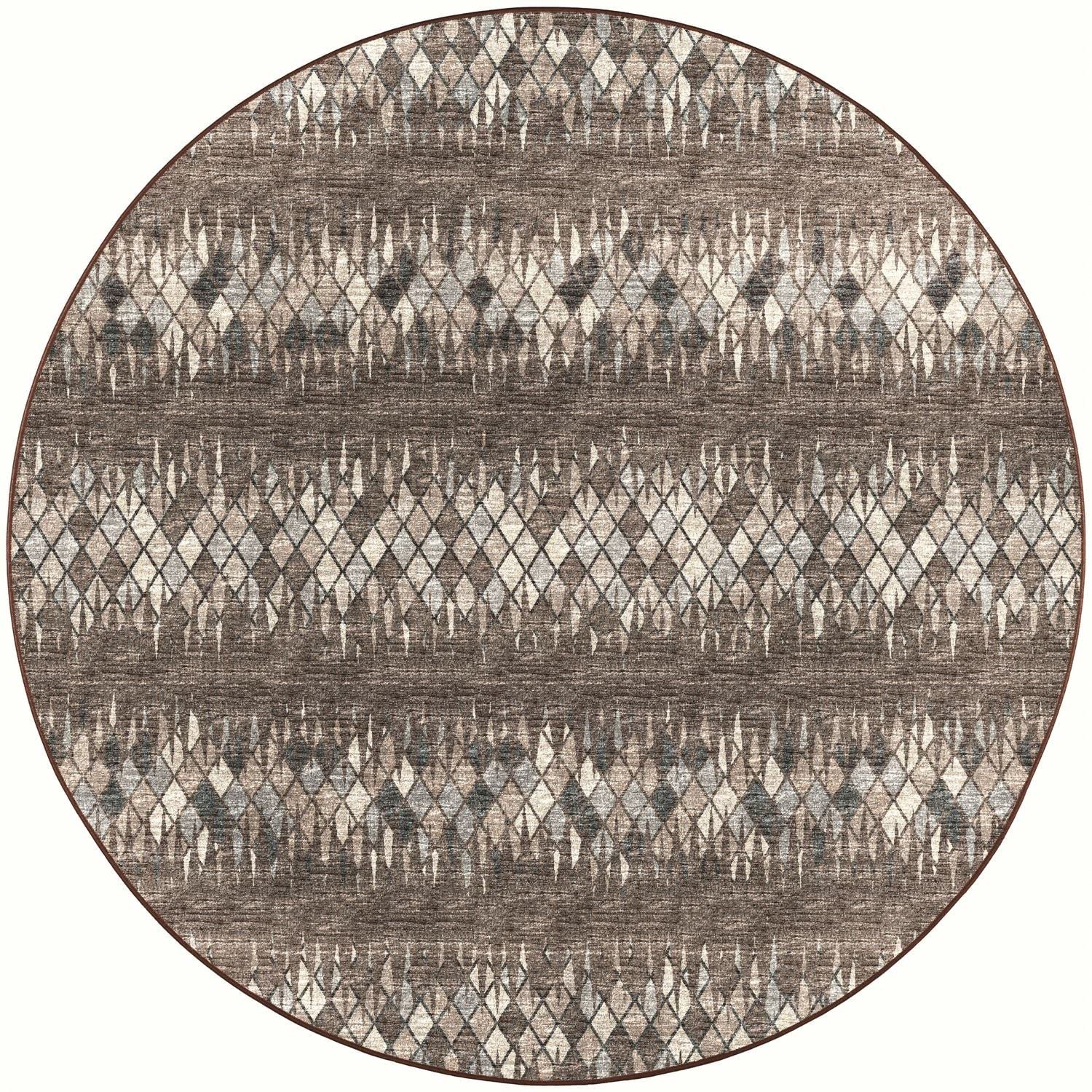 Winslow Wl5 Brown Transitional Rug Round 4' X 4'