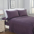 Elegant Comfort Delilah Polkadot 4-Piece Set, Fade & Wrinkle Resistant, 1500 Premium Hotel Quality Microfiber Deep Pocket Fitted Sheet Featuring Smart Pockets, Polkadot Sheet Set, Twinxl, Purple