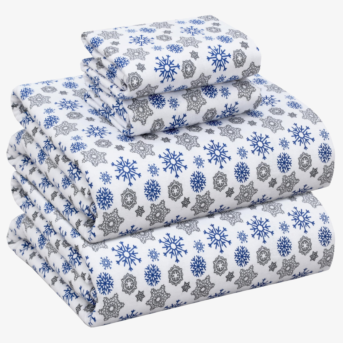 Ruvanti Flannel Sheets California King Size - 100% Cotton Brushed Cal King Bed Sheets Set - Deep Pockets 16 Inches - All Seasons Breathable & Extra Soft - Warm & Cozy, 4 Piece, Snow Flake Grey