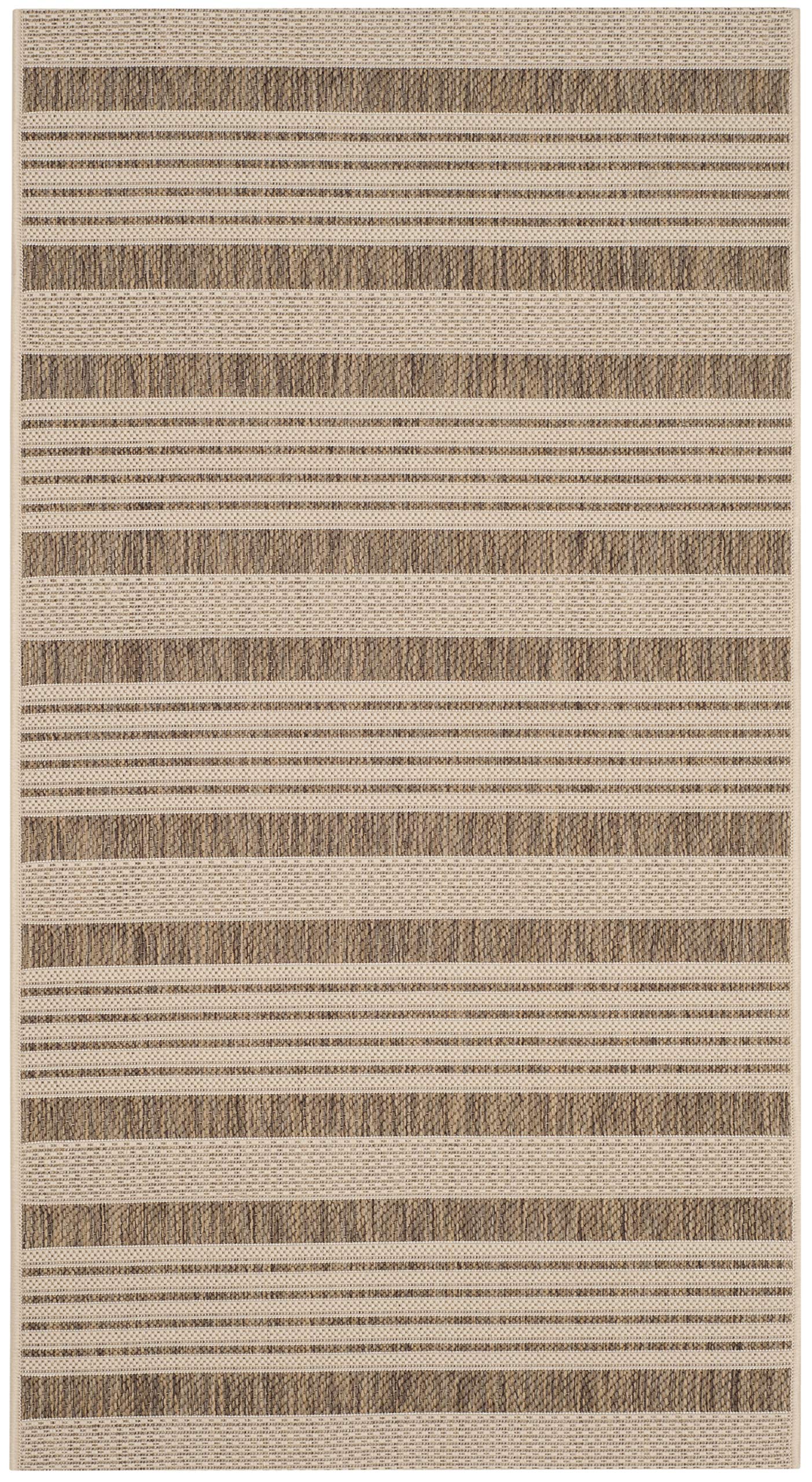 SAFAVIEH Courtyard Collection Accent Rug - 2' x 3'7', Brown & Bone, Stripe Design, Non-Shedding & Easy Care, Indoor/Outdoor & Wa