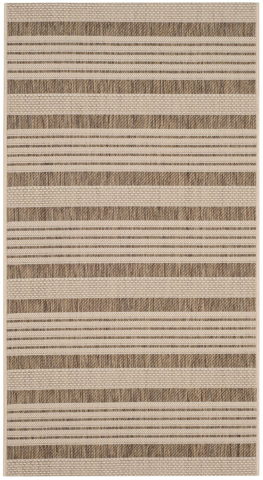 SAFAVIEH Courtyard Collection Accent Rug - 2' x 3'7', Brown & Bone, Stripe Design, Non-Shedding & Easy Care, Indoor/Outdoor & Wa