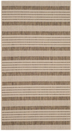 SAFAVIEH Courtyard Collection Accent Rug - 2' x 3'7', Brown & Bone, Stripe Design, Non-Shedding & Easy Care, Indoor/Outdoor & Wa