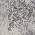 HomeRoots Grey 100% Polypropylene 2’ x 6’ Gray Distressed Medallion Area Rug