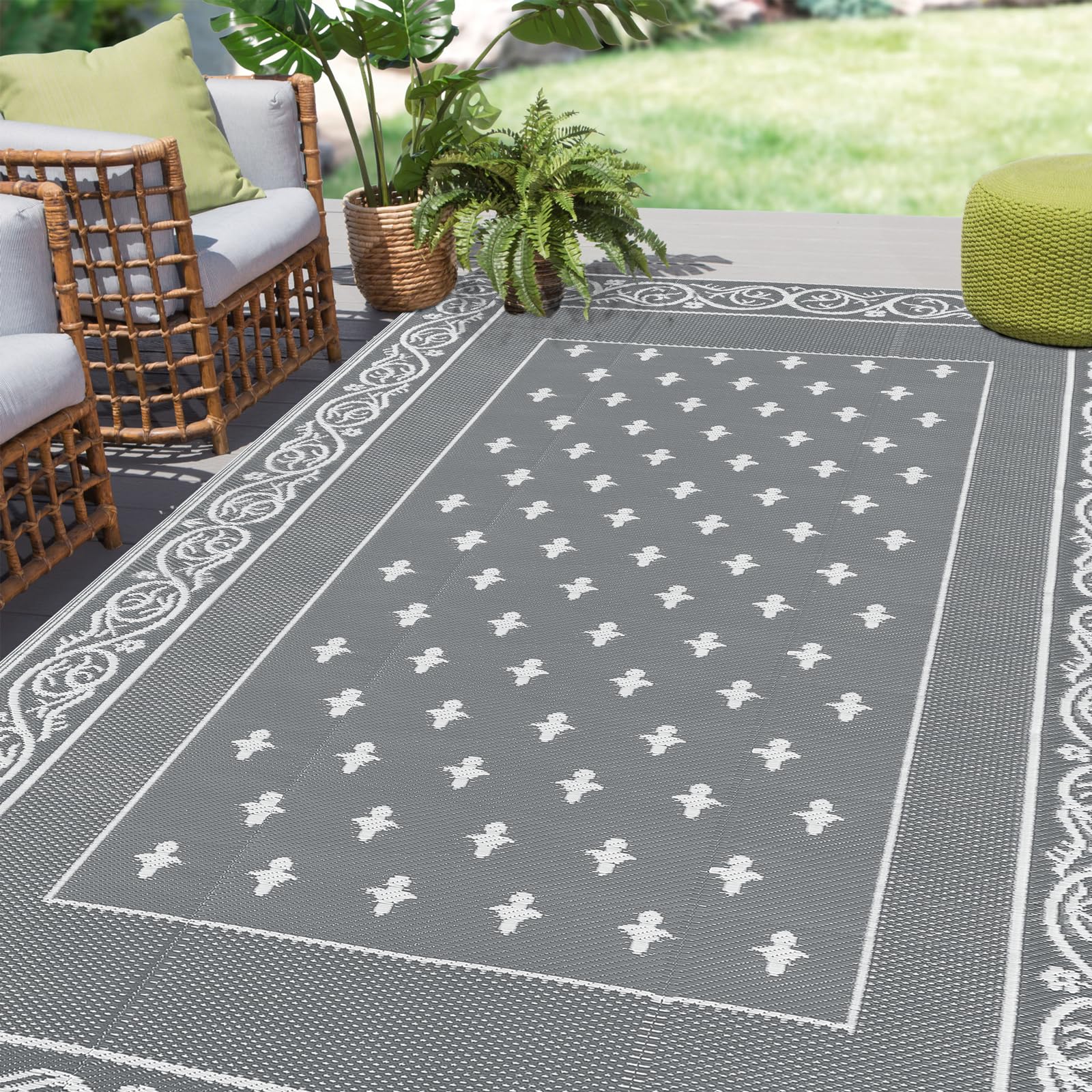 Pauwer Outdoor Rug 6'X9' Waterproof For Patios, Reversible Outdoor Plastic Straw Rug, Indoor Outdoor Area Rugs Carpet Rv Mat, Ou