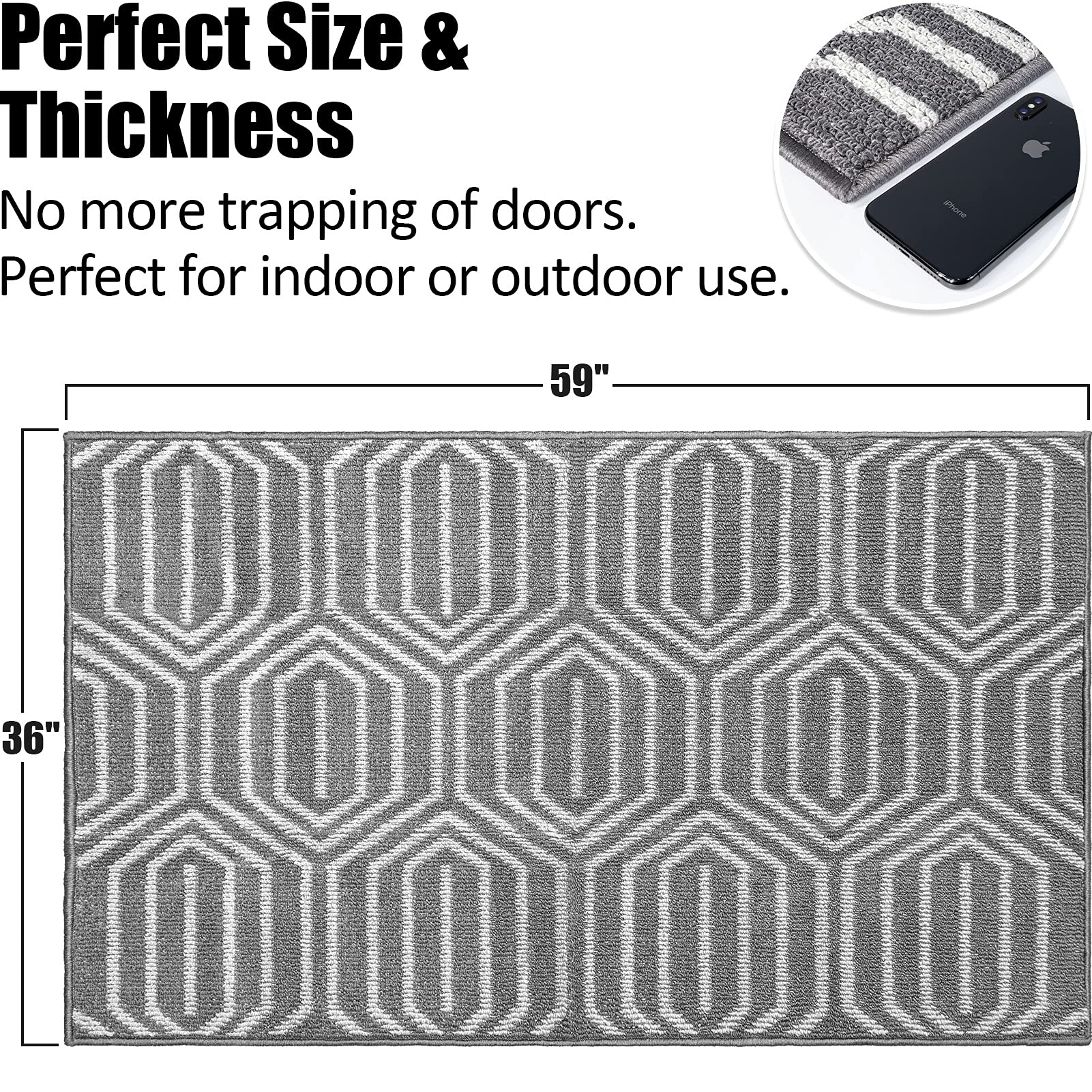 Indoor Doormat 36''X 59'', Absorbent Front Back Door Mat Floor Mats, Rubber Backing Non Slip Door Mats Inside Entrance Door Runn