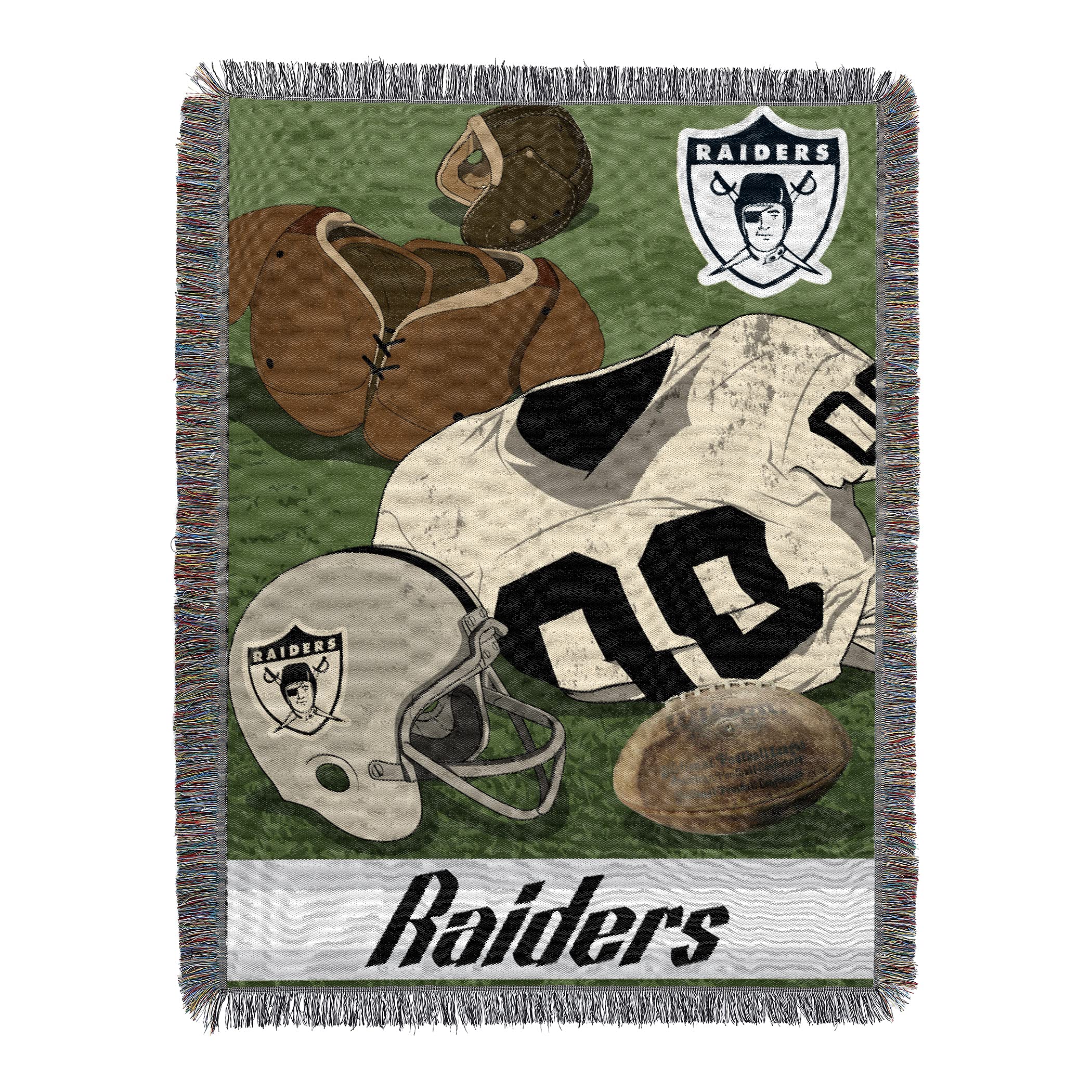 Northwest Nfl Las Vegas Raiders Unisex-Adult Woven Tapestry Throw Blanket, 48'' X 60'', Vintage