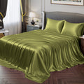 Vonty Satin Sheets Twin Silky Soft Satin Bed Sheets Sage Green Satin Sheet Set, 1 Deep Pocket Fitted Sheet + 1 Flat Sheet + 1 Pi