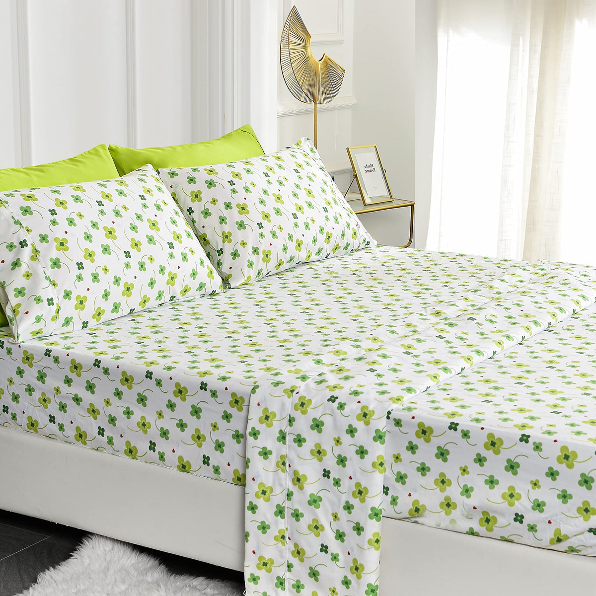 American Home Collection 6 Piece Print Bedding Sheets & Pillowcases Set Brushed Microfiber Wrinkle Free 14 Inches Deep Pocket Sh