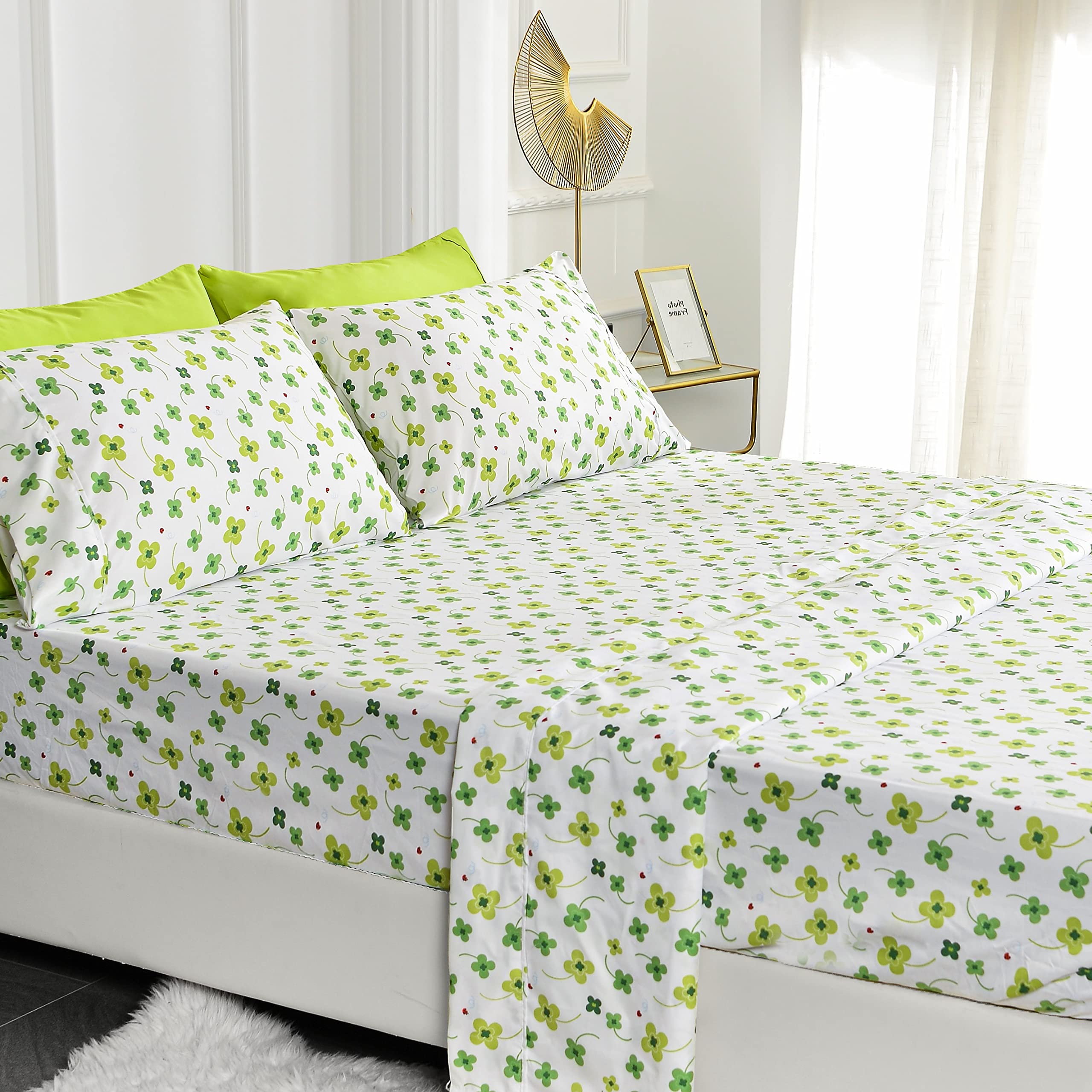 American Home Collection 6 Piece Print Bedding Sheets & Pillowcases Set Brushed Microfiber Wrinkle Free 14 Inches Deep Pocket Sh