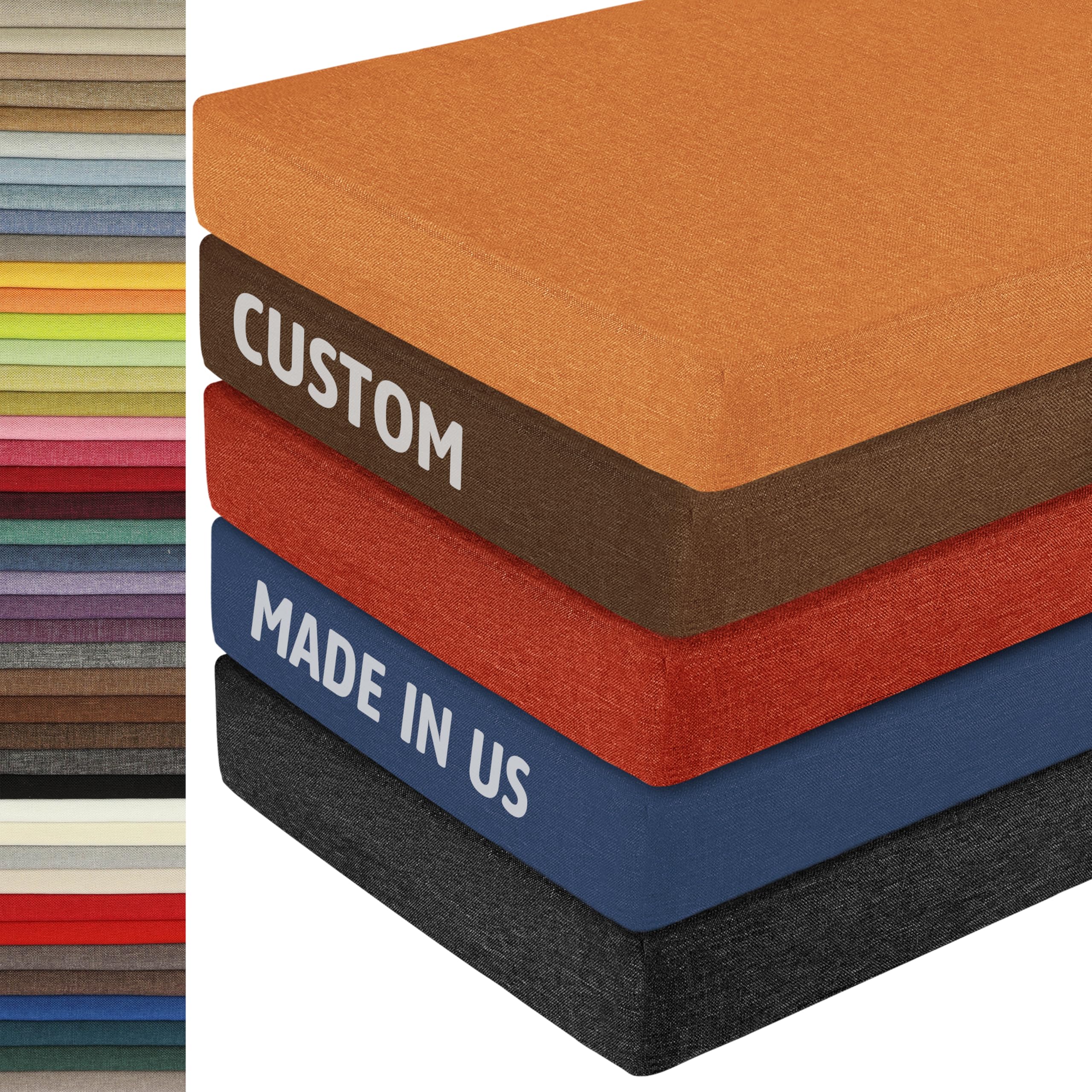 Royal Shade Custom Size Bench Cushion For Indoor/Outdoor Furniture/Chair/Window Seat, Premium 75D High-Resilience Foam Waterproo