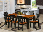 East West Furniture QUPL9-BCH-W 9 Piece Dining Table Set Includes a Rectangle Dining Room Table with Butterfly Leaf and 8 Wooden Seat Chairs, 40x78 Inch, Black & Cherry