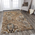 Rizzy Home Alora Decor Sareena 8' Round Ornamental Brown/Dk Brown/Blue/Khaki/Tan Area Rug