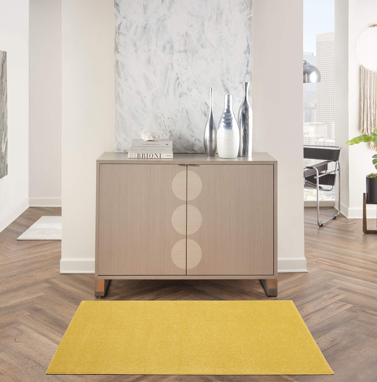 Nourison Essentials Indoor/Outdoor Yellow 3' X 5' Area Rug, Easy -Cleaning, Non Shedding, Bed Room, Living Room, Dining Room, Ba
