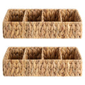 StorageWorks Small Wicker Basket for Organizing with 4Section, Natural Water Hyacinth Storage Baskets with Dividers for Pantry 