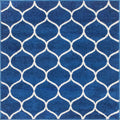 Unique Loom Trellis Frieze Collection Area Rug - Rounded (5' Square, Navy Blue/ Ivory)
