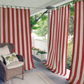 Elrene Home Fashions Highland Stripe Indoor/Outdoor Curtain Panel, 50 Inches X 84 Inches, Red