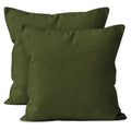Encasa Cotton Throw Pillow Covers Set Of 2 I 24X24 In (60X60 Cm) - Leaf Green I No Insert I Plain Square Pillowcases I Machine W