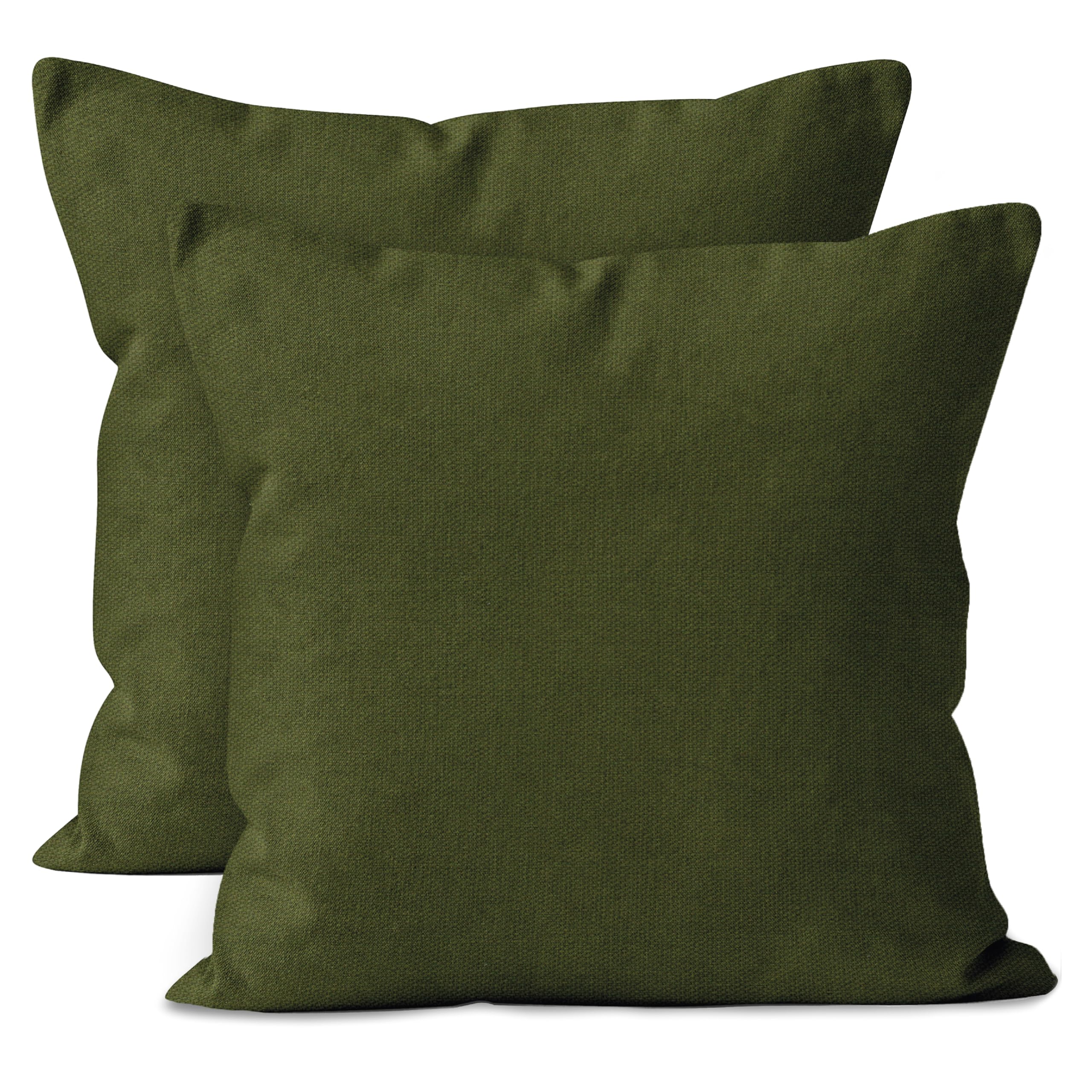 Encasa Cotton Throw Pillow Covers Set Of 2 I 24X24 In (60X60 Cm) - Leaf Green I No Insert I Plain Square Pillowcases I Machine W