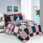 Elegant Comfort Silky Soft 8-Piece Cabin Lodge Bed-In-A-Bag Comforter Set, Includes 4Pc Smart Sheet Set, Comforter, Decorative Pillow, Matching Pillowcases And Shams - Full/Queen, Burgundy